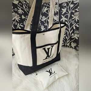 Monochrome Canvas Tote And Pouch Set